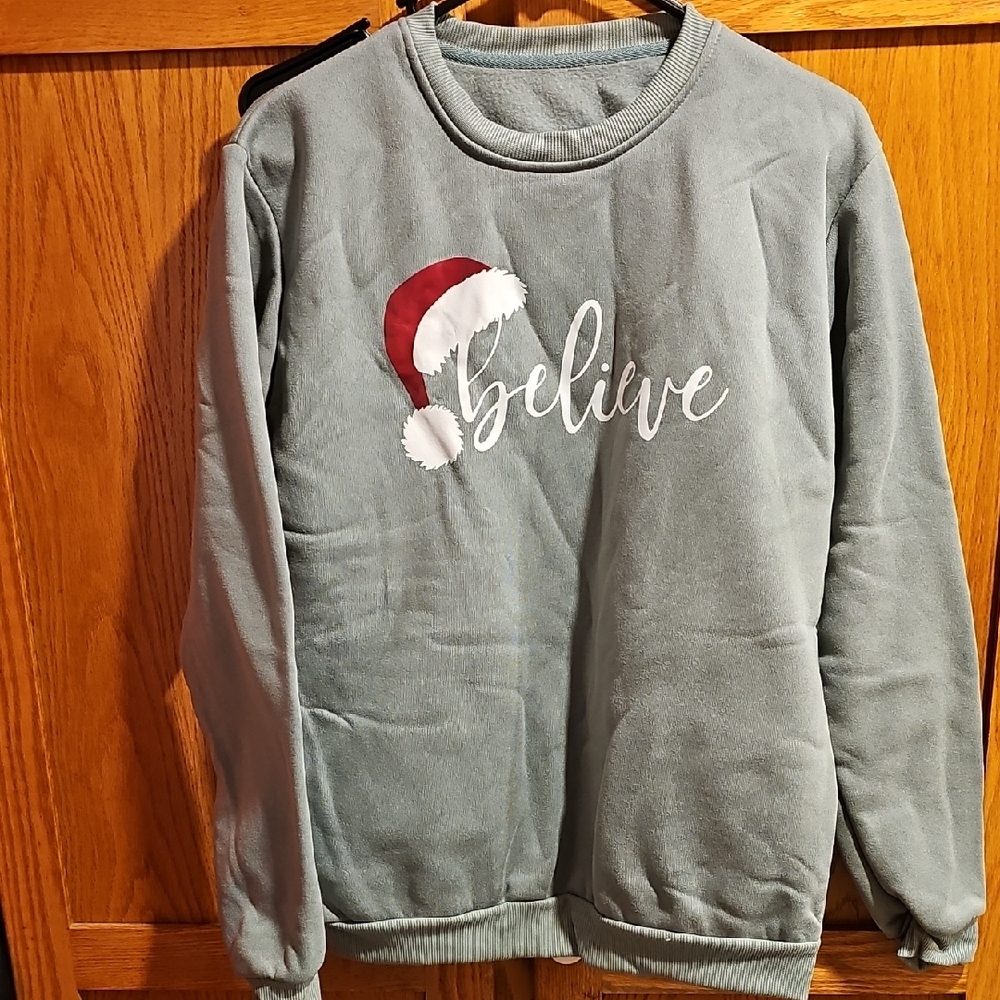Believe Santa Holiday Oversized Small Sweatshirt